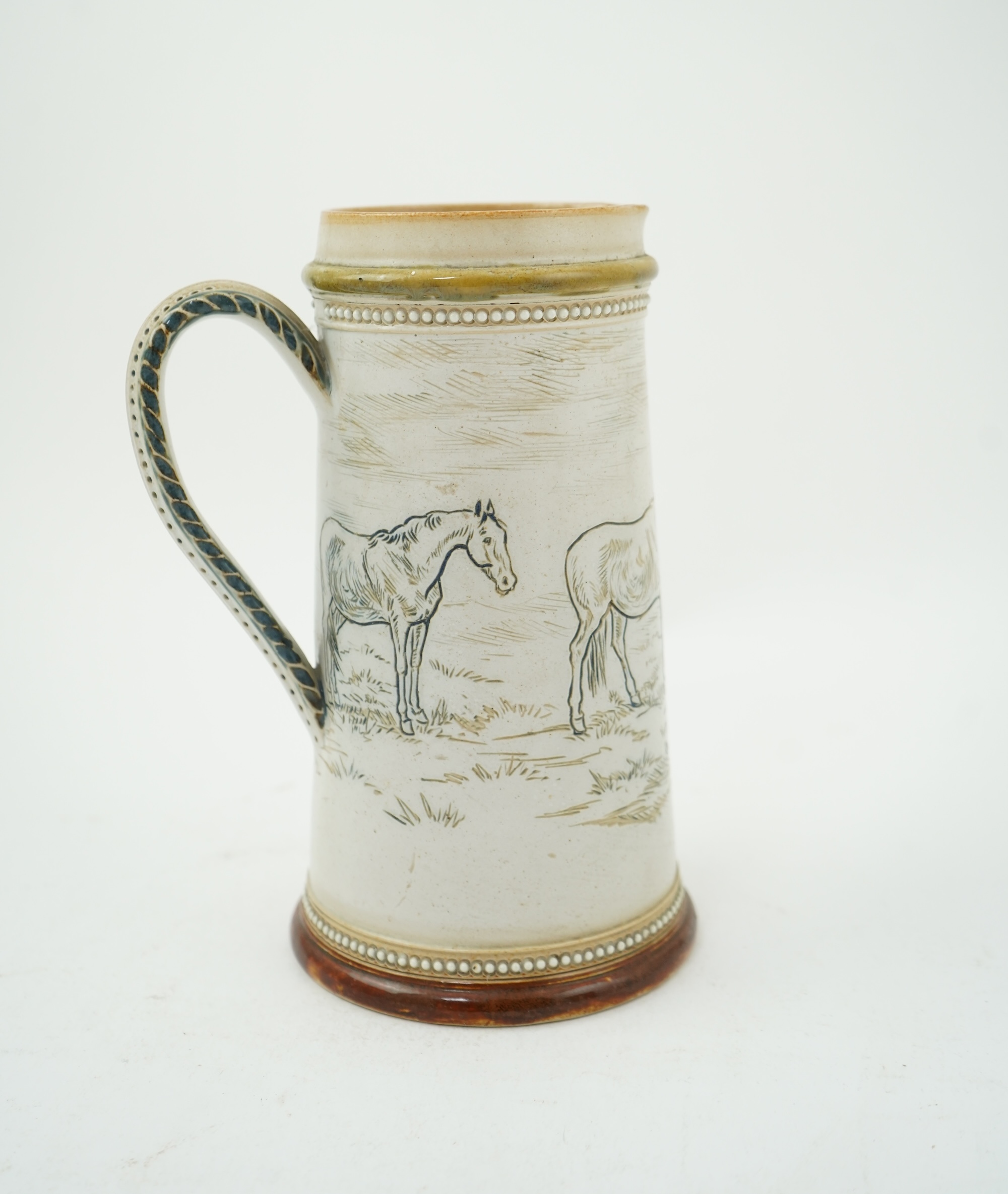 Hannah Barlow for Doulton Lambeth: A Stoneware Lemonade jug and two beakers